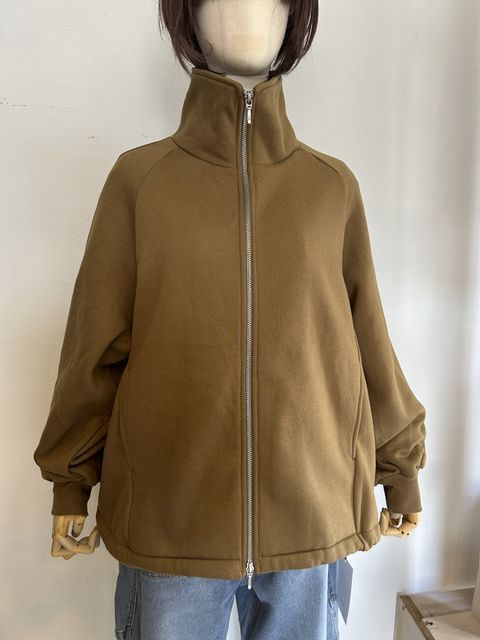 裏起毛 Wジップブルゾン カーキブラウン