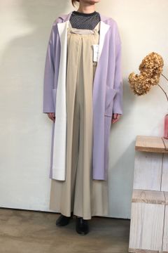 配色リバーシブルテーラードカーディガン ラベンダーxアイボリー