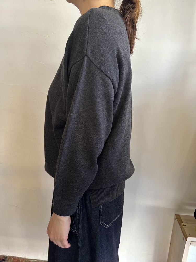 Hidamari cotton 2WAYニットカーデ チャコール杢