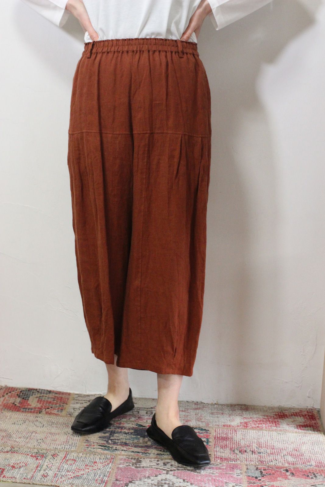 クロップドリネンパンツ オレンジ