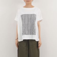 レクタングルパネルTシャツ オフxブラック