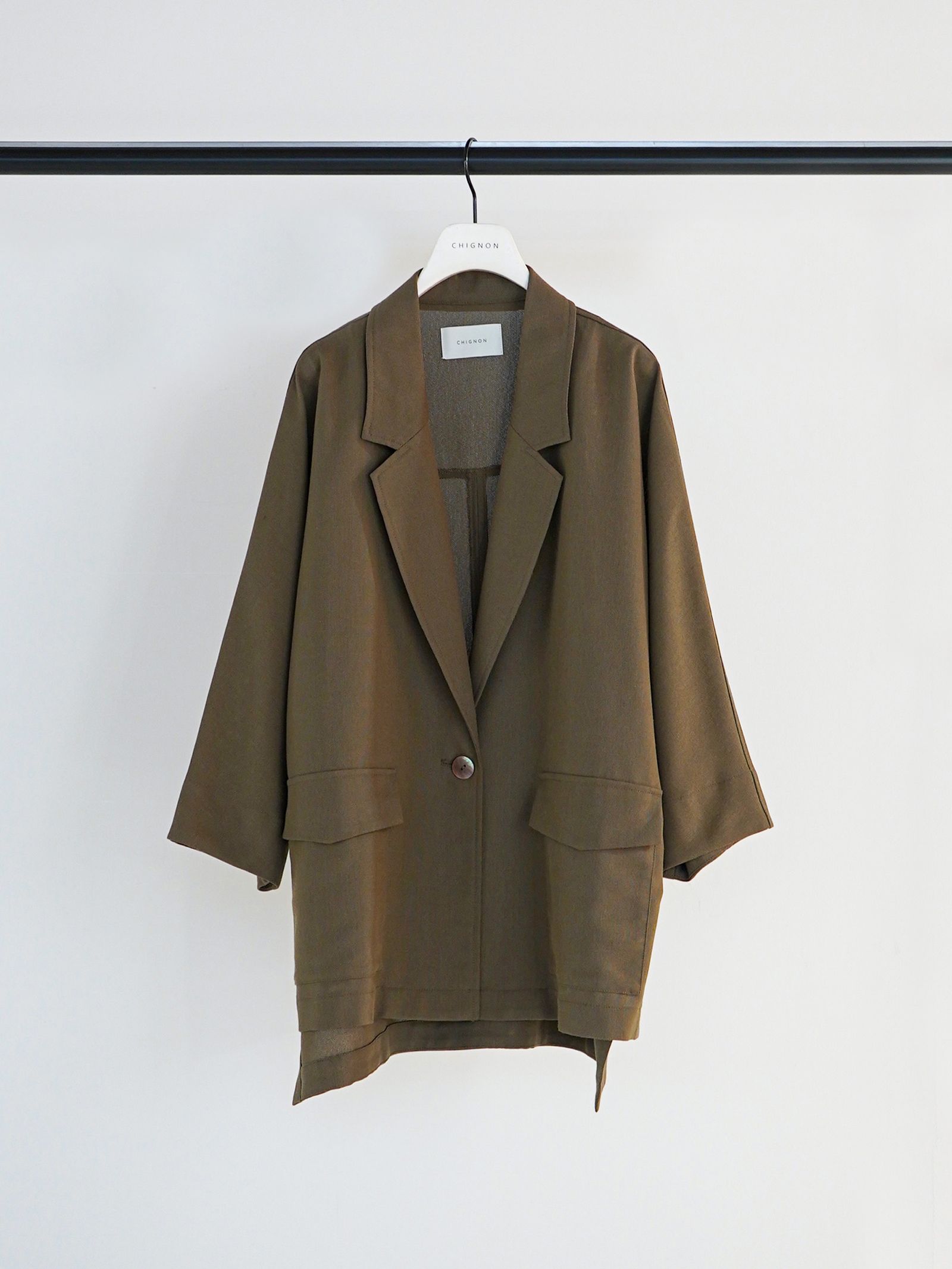 [4561-027BZ] サマーメッシュ麻混ドルマンJK カーキ