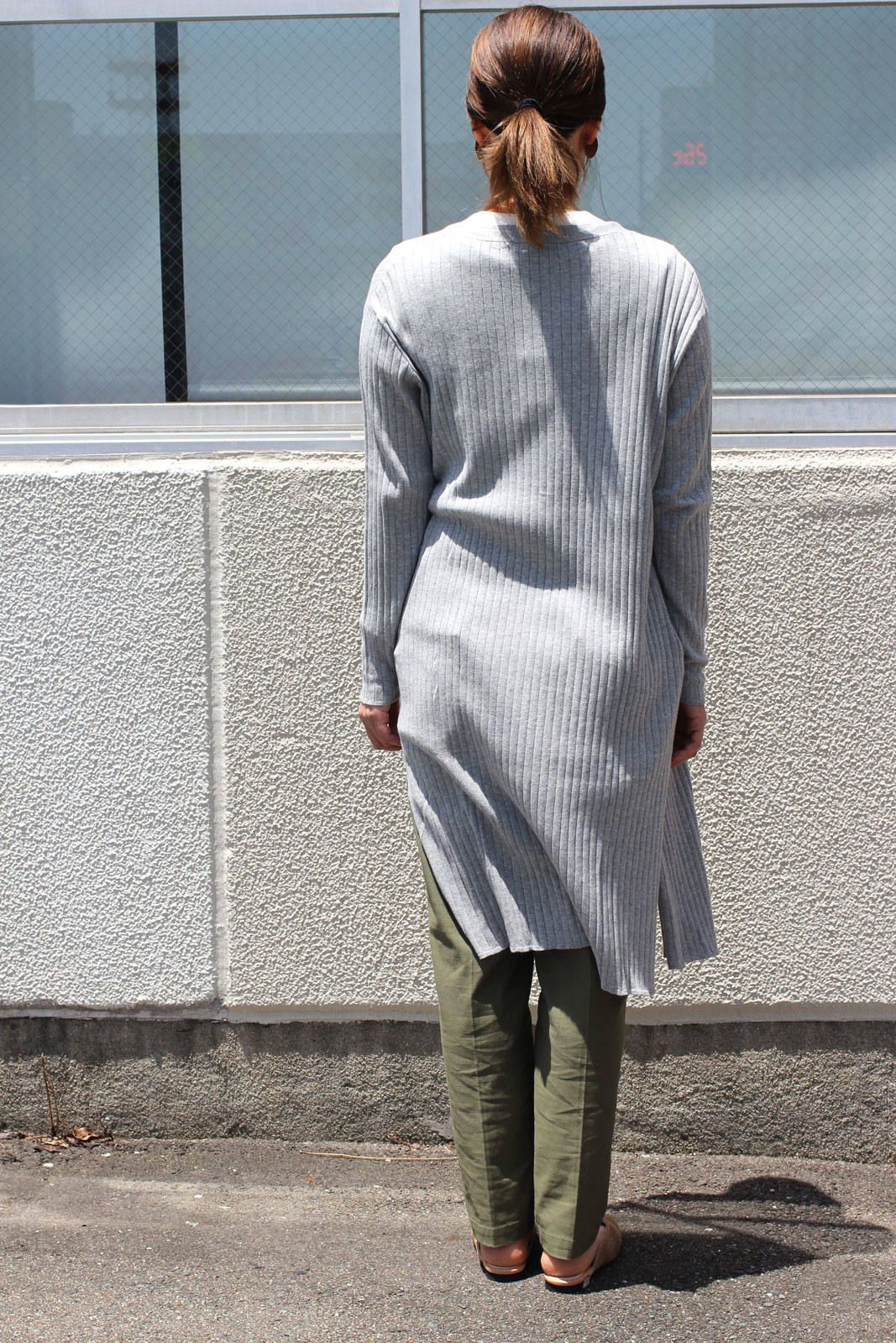 リブニットロングカーディガン