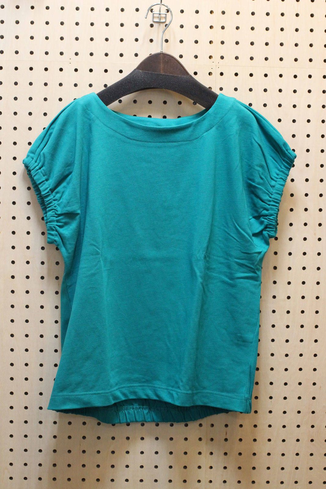 ギャザーフレンチスリーブTシャツ ブルーグリーン