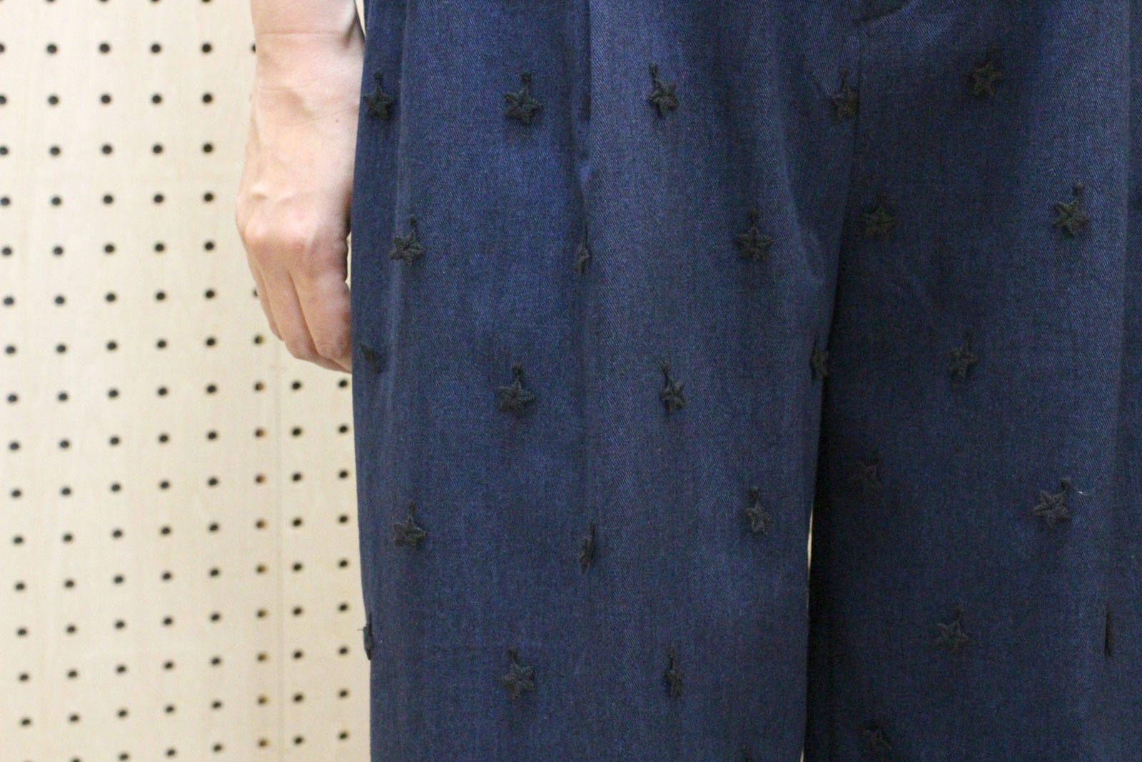 星刺繍ワイドデニムパンツ