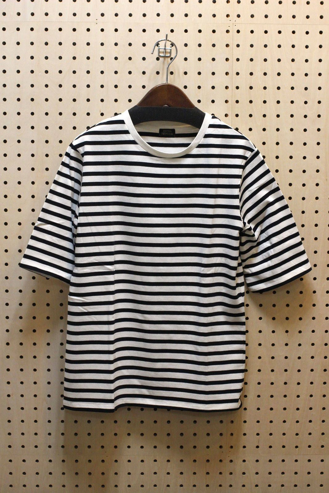 5分袖Tシャツ ブラックボーダー