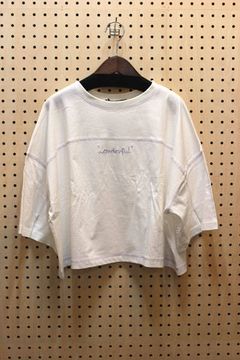 配色ステッチロゴ刺繍Tシャツ オフホワイト