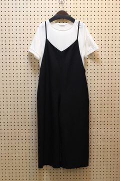 ワイドサロペット Tシャツ付き ブラック