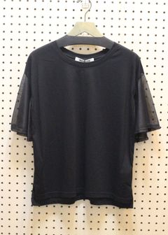 メッシュスリーブカットソー ブラック