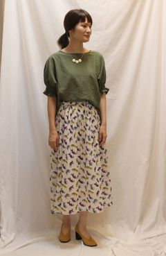 キャンディースリーブブラウス カーキ