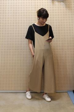 ワイドサロペット Tシャツ付き ベージュ