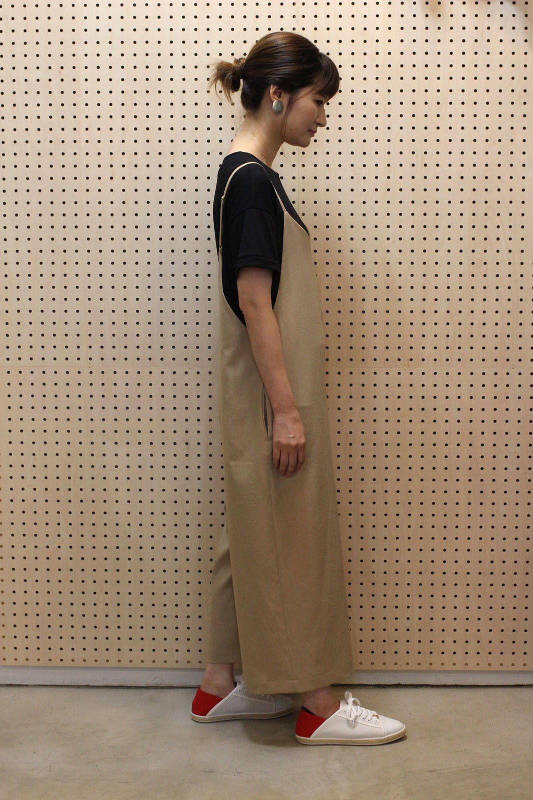 trois - ワイドサロペット Tシャツ付き ベージュ | ravii