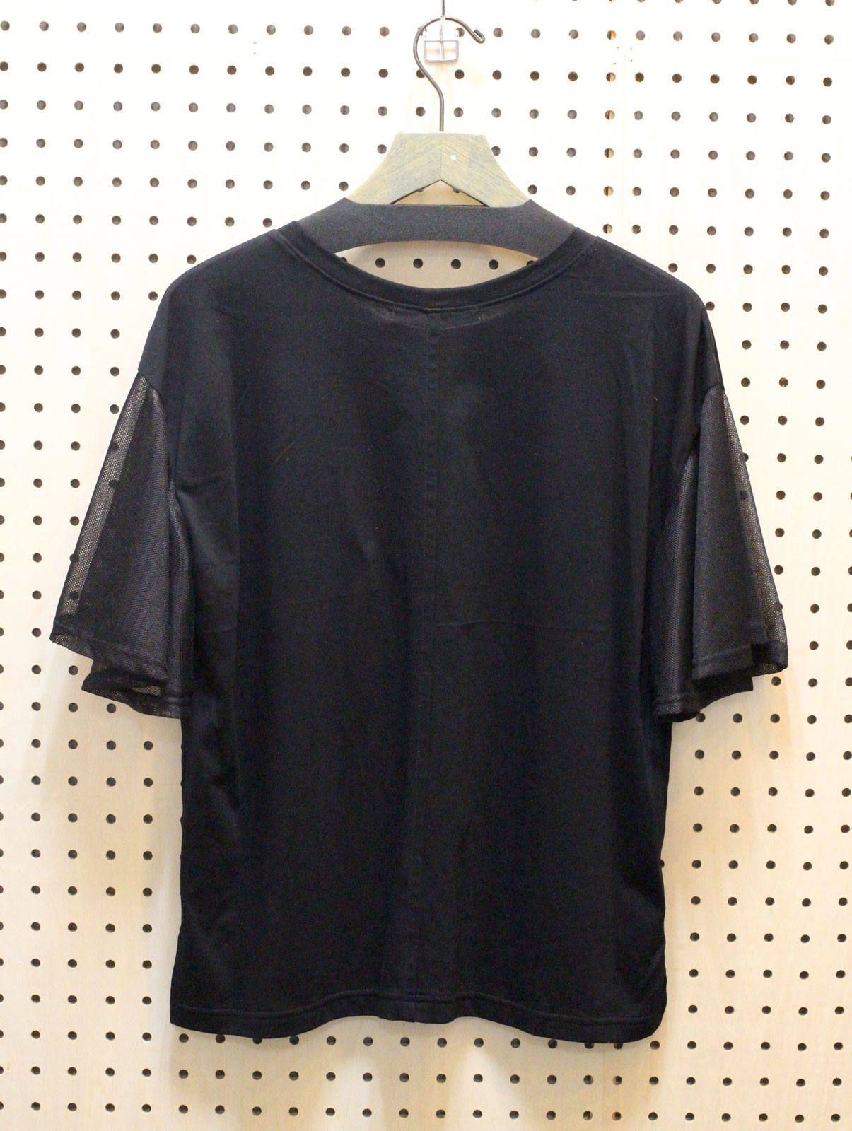 メッシュスリーブカットソー ブラック