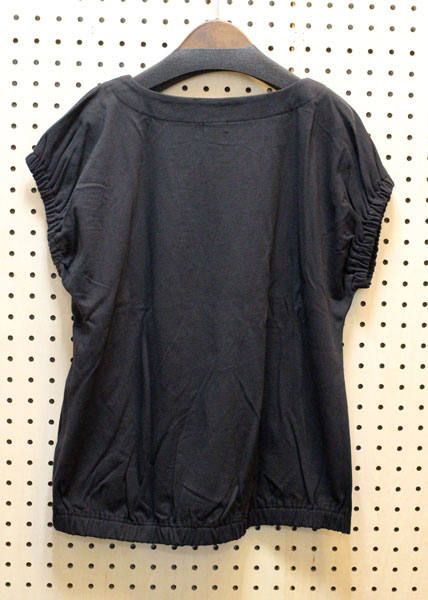 ギャザーフレンチスリーブTシャツ ブラック