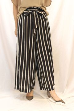 リボンベルト付きワイドパンツ