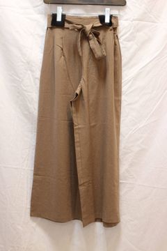 コットンリネンリボンワイドパンツ ベージュ