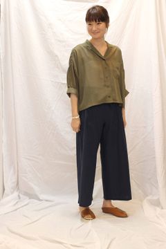 オーバールーズ開襟シャツ カーキ