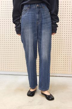 ハイウエストデニムマムパンツ ブルー