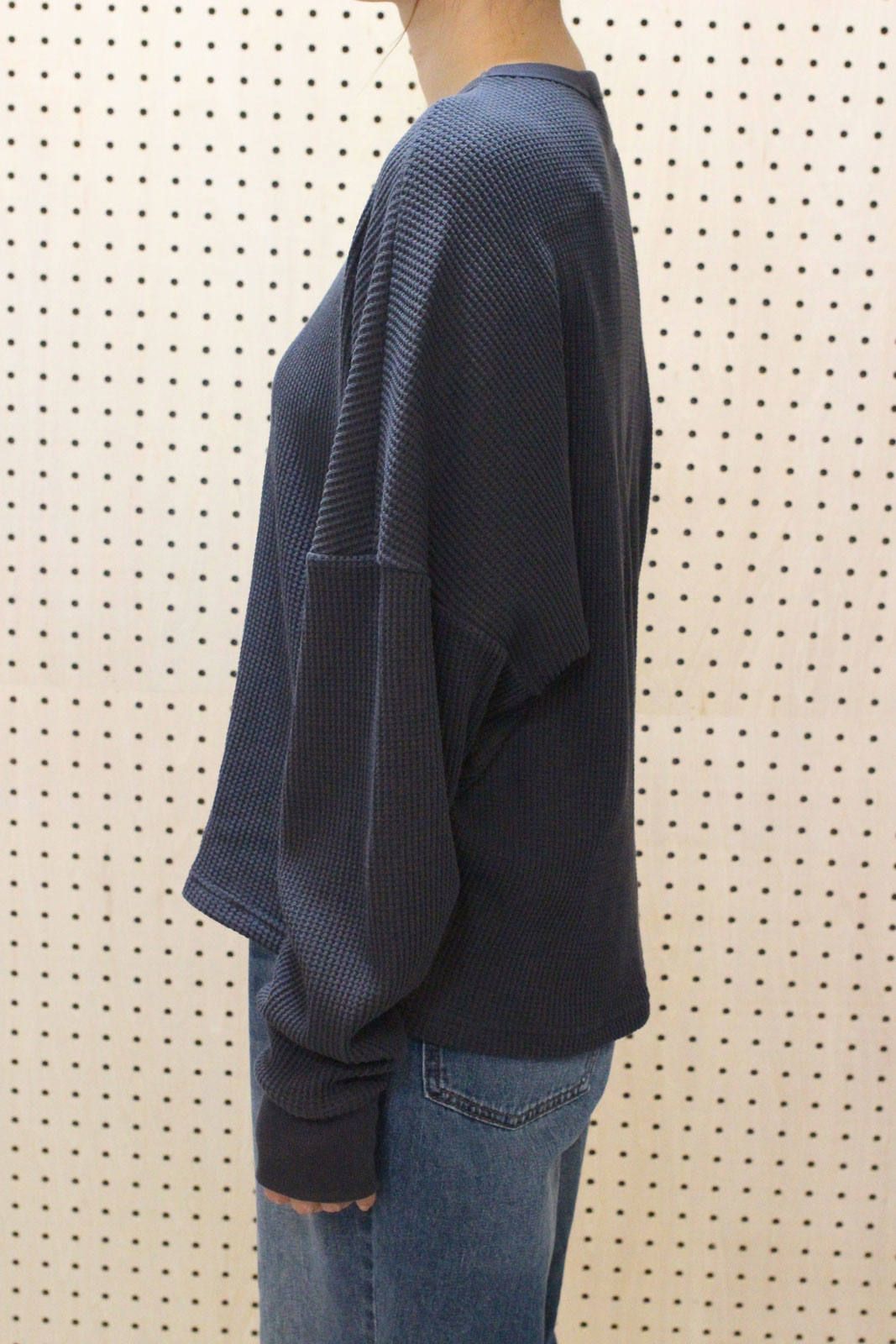 ドロップショルダーサーマルニット チャコール