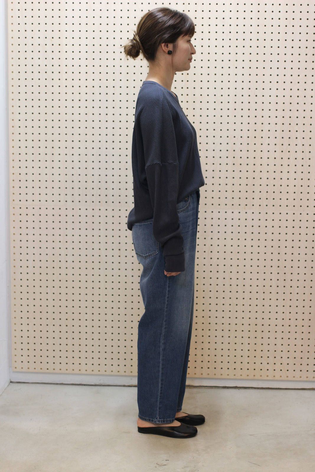ハイウエストデニムマムパンツ ブルー