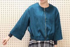 ZIPフレア袖ブルゾン グリーン