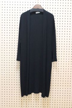 リブニットロングカーデ ブラック