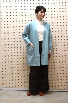 裏起毛セミロングカーディガン サックス