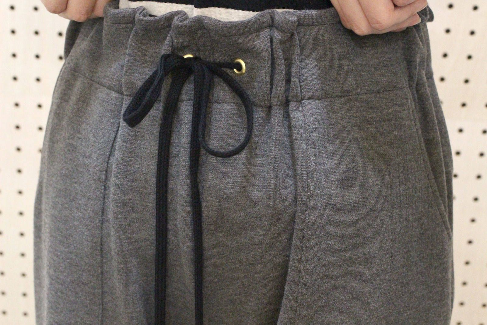 ウールストレッチポンチワイドパンツ グレー