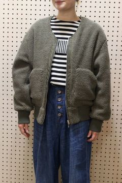 ボア×ヘビーツイル リバーシブルブルゾン カーキ