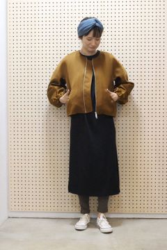袖ボリュームジップブルゾン キャメル