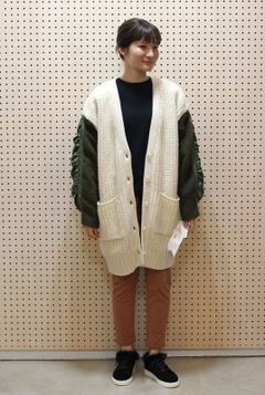 異素材ニットコート アイボリー