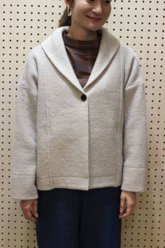 圧縮ウールショールカラージャケット ベージュ