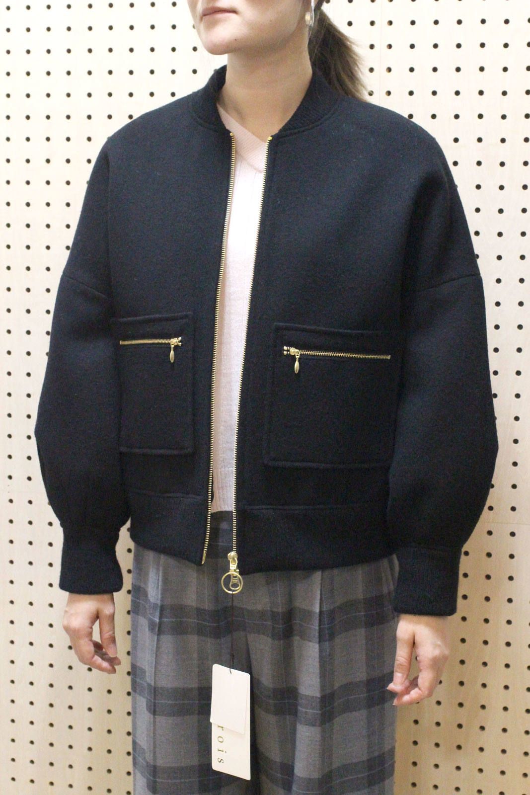 ミュール紡ビーバーショートジップブルゾン