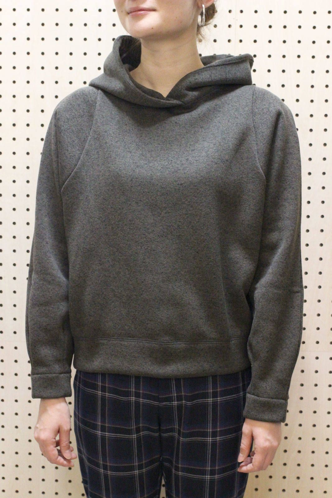 メランジフリースプルオーバーパーカー カーキ