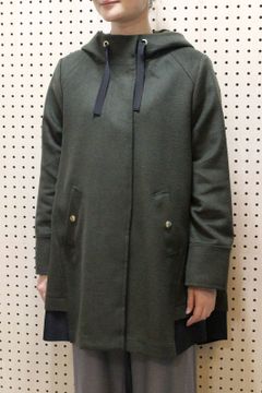 ウールメルトン後ろタックハーフブルゾン カーキ