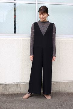 ダブルクロスフリルサロペット ブラック