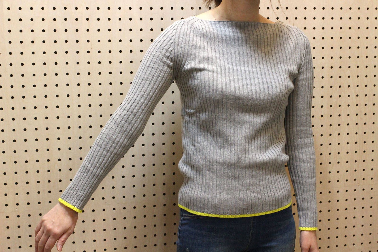 配色リブニット ブラック
