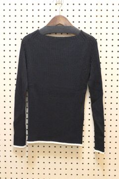 配色リブニット ブラック