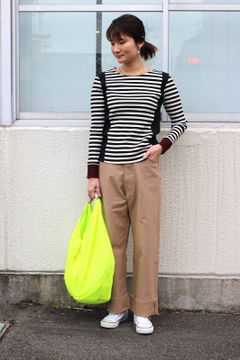ヘビーウェイトコットンツイルハイウエストワイドパンツ ベージュ
