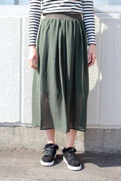 シースルーレイヤースカート カーキ