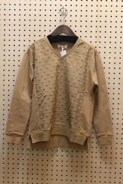 フロッキードットトップス ベージュ