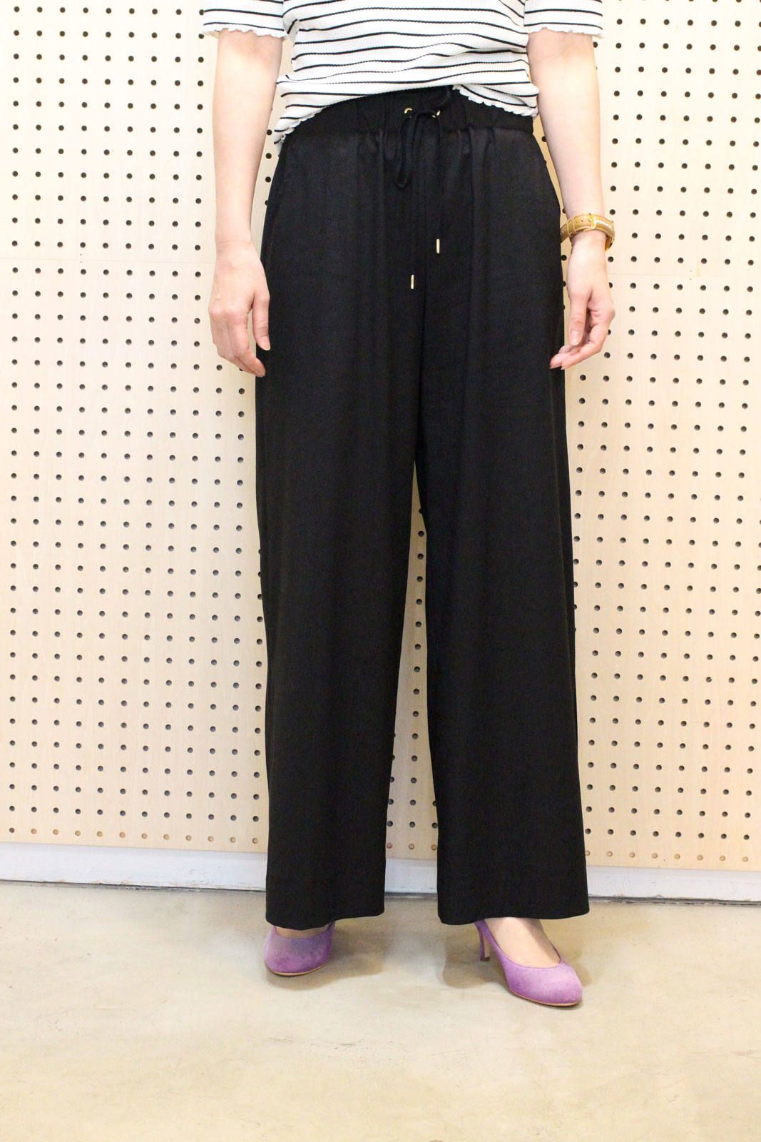 アサレチックスリットワイドパンツ イエロー