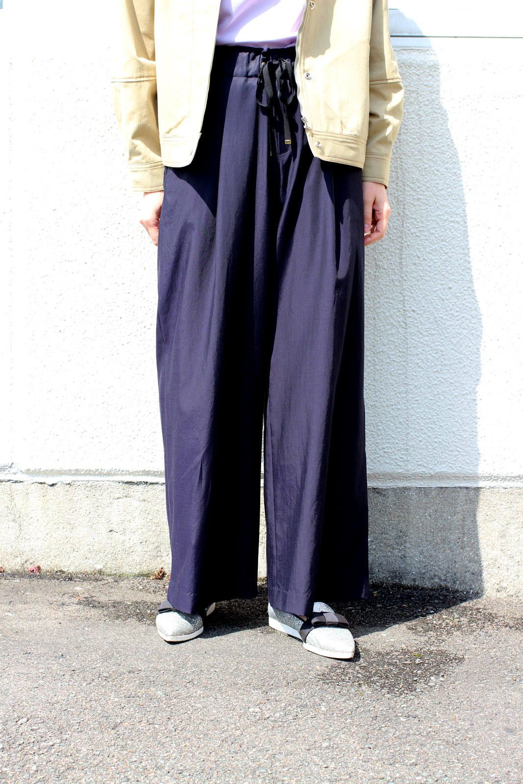 フロスターツイルウエストゴムワイドパンツ ベージュ