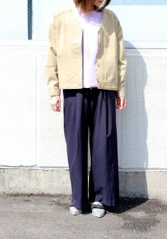 フロスターツイルウエストゴムワイドパンツ ネイビー