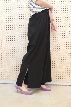 アサレチックスリットワイドパンツ ブラック