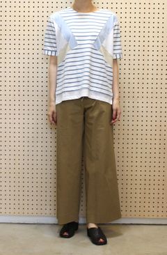 切り替えボーダーTシャツ サックス