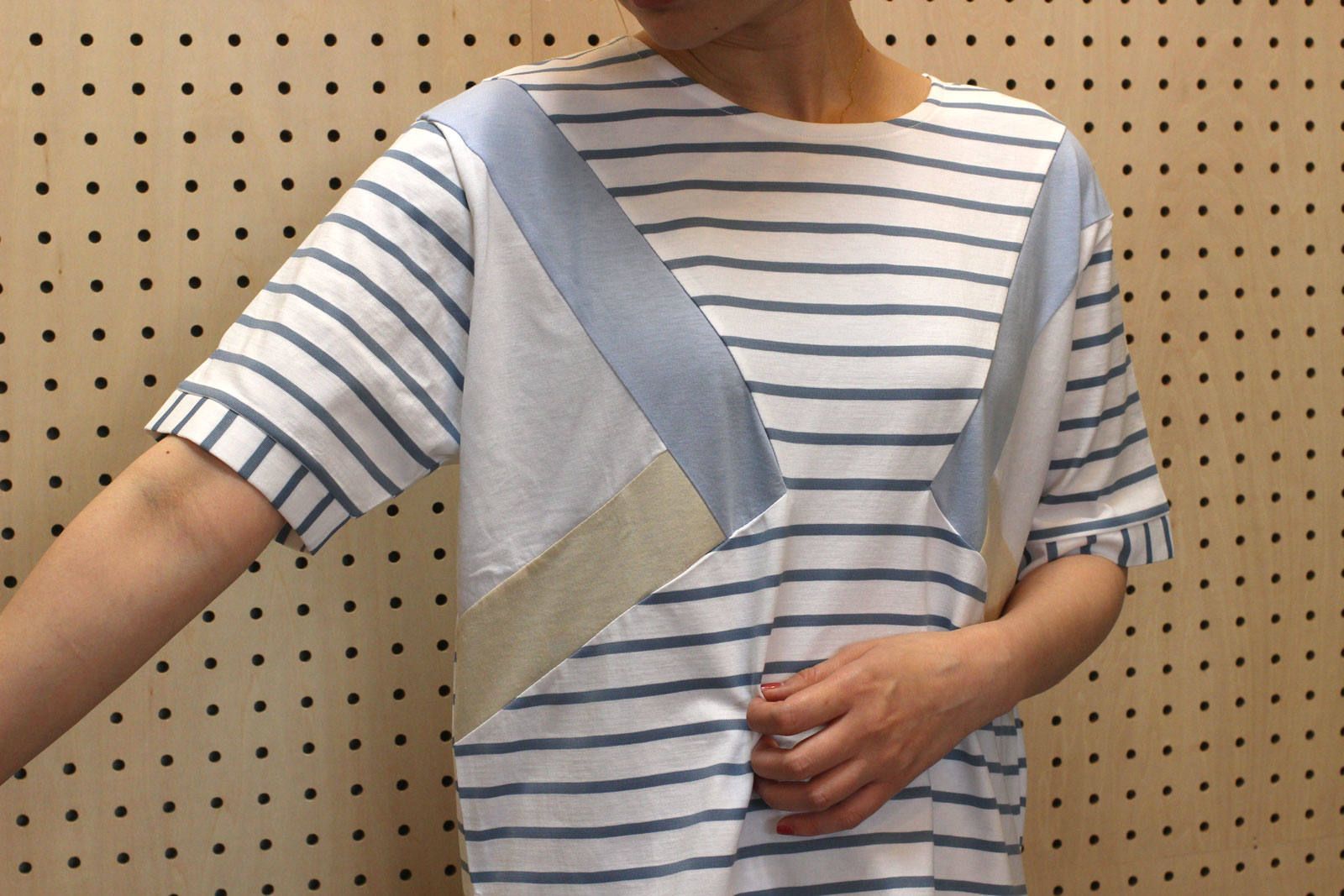 切り替えボーダーTシャツ サックス
