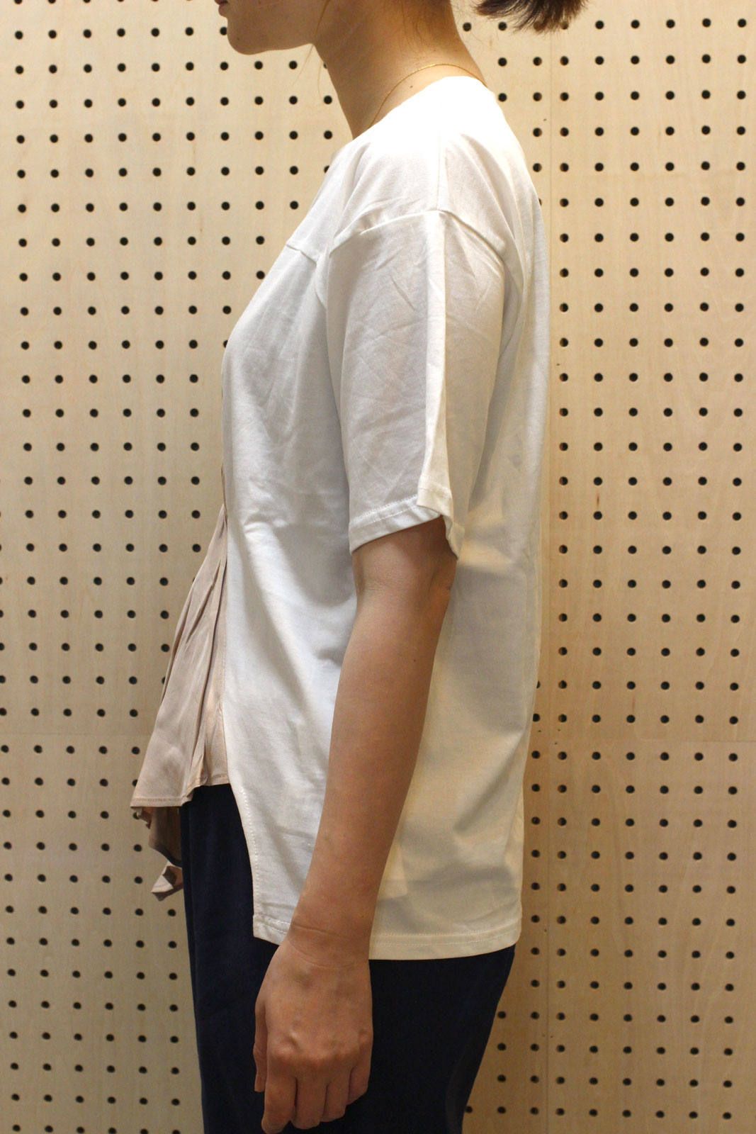配色Tシャツ ピンクベージュ