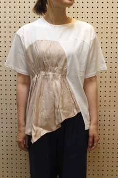 配色Tシャツ ピンクベージュ