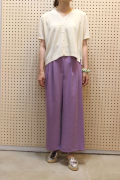 月ボタンワイドパンツ パープル